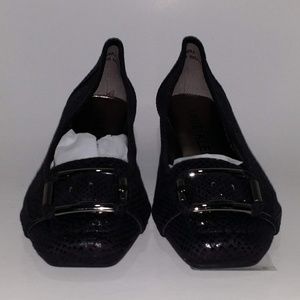 Anne Klein Casual Ballet Black Snake Print Flat Sh